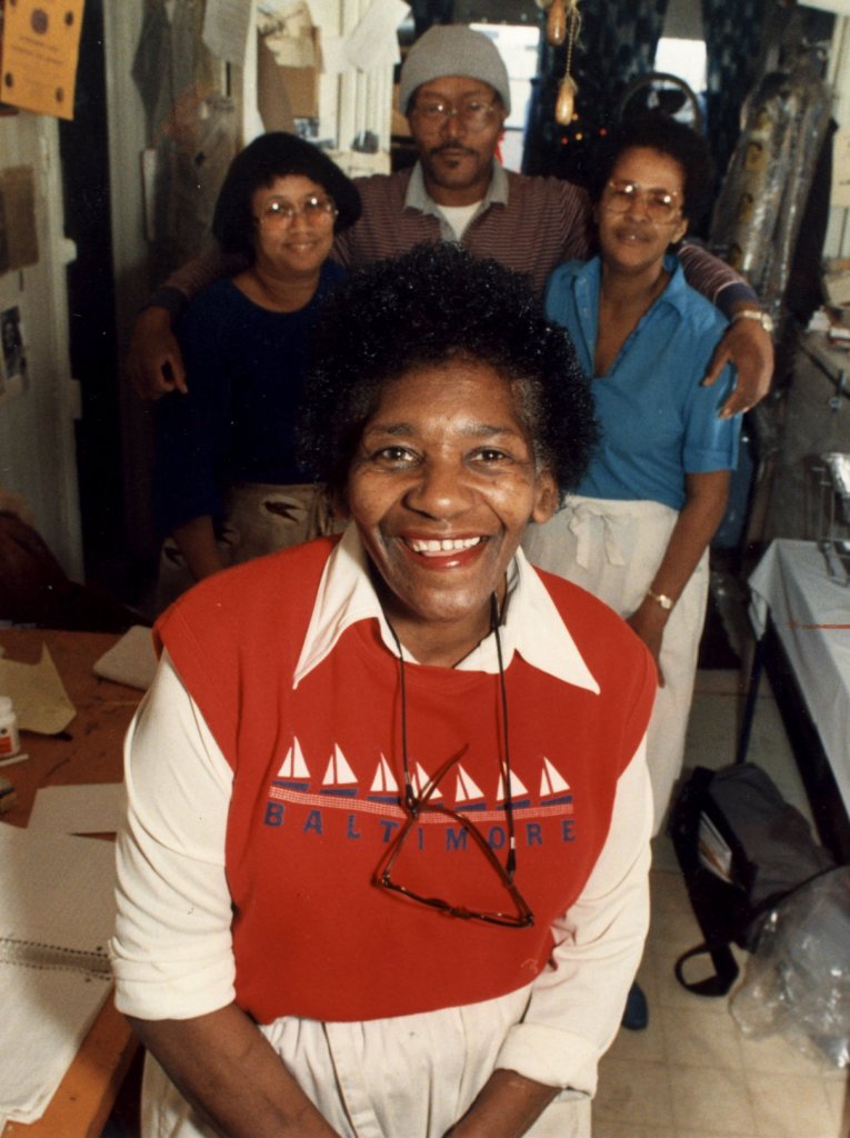 A color photograph scan of Bea Gaddy in front with some of her volunteers, in rear, (L to R) Jesse mae Miller, Lacy Gaddy and Elizabeth Mays. Photo from Dec.1988. 

(File/Staff Photo Irving H Phillips jr.) Scanned 10/3/01.
