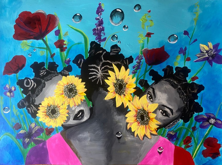 A painting of three black women. 