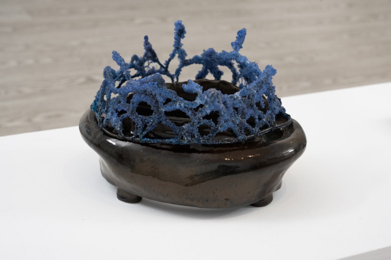 Sculpture on view in an art gallery. 