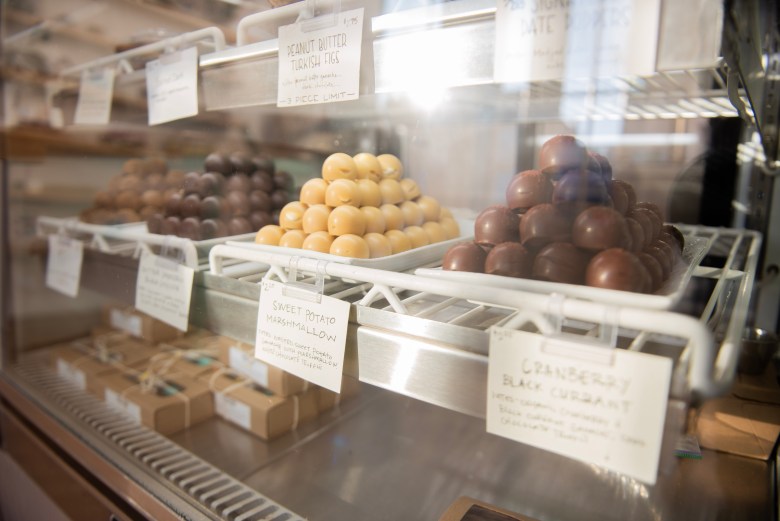 A photograph of chocolate on display. 