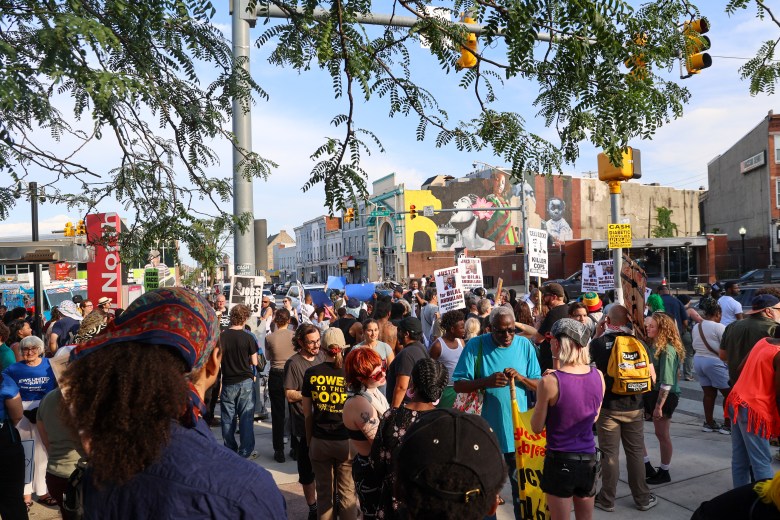 The crowd of people at the protest on Pennsylvania Avenue. 