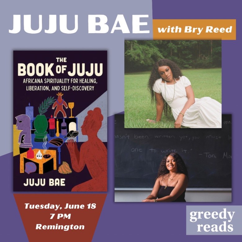 Flier for book talk on Tuesday, June 18 at 7pm. Remington
Flier shows two people with brown skin