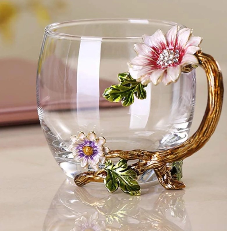 A glass teacup. 